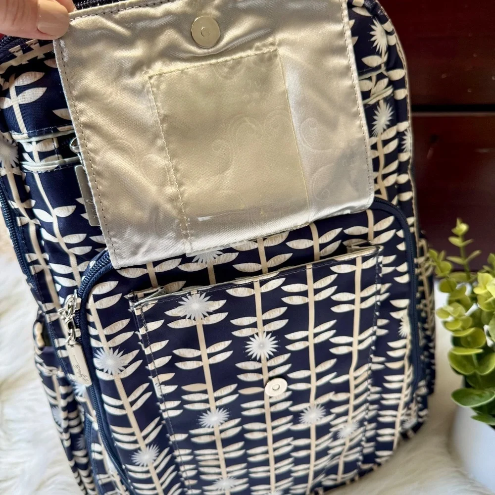 Ju-Ju-Be Be Right Back BRB Dandy Lines Collection Navy Floral Backpack DiaperBag